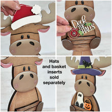 Load image into Gallery viewer, Moose Interchangeable Hats TINY Flower Basket File SVG, Animal, Christmas, Halloween, Fall, Spring, Holiday, Glowforge, LuckyHeartDesignsCo
