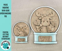 Load image into Gallery viewer, Moose Valentines Snow Globe Interchangeable File SVG, TINY, Glowforge, Love, Heart, Tiered Tray LuckyHeartDesignsCo
