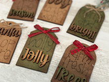 Load image into Gallery viewer, Christmas Phrase Stocking Tag File SVG, Santa, Ornament, Holiday Glowforge, LuckyHeartDesignsCo
