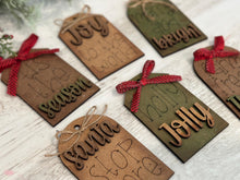 Load image into Gallery viewer, Christmas Phrase Stocking Tag File SVG, Santa, Ornament, Holiday Glowforge, LuckyHeartDesignsCo
