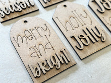 Load image into Gallery viewer, Christmas Phrase Stocking Tag File SVG, Santa, Ornament, Holiday Glowforge, LuckyHeartDesignsCo
