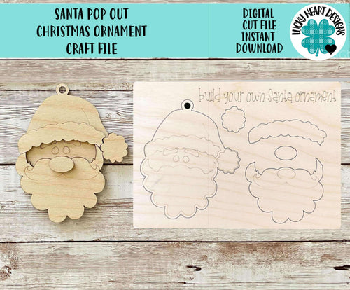 Santa Pop Out Christmas Ornament Craft File SVG, Gift, Build Your Own, Holiday, Christmas, Kids Craft, Glowforge, LuckyHeartDesignsCo