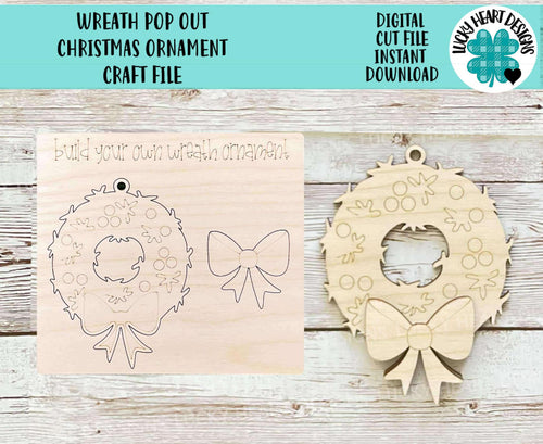 Wreath Pop Out Christmas Ornament Craft File SVG, Gift, Build Your Own, Holiday, Christmas, Kids Craft, Glowforge, LuckyHeartDesignsCo