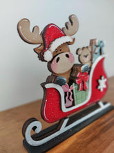 Load image into Gallery viewer, Moose Sleigh Standing File SVG, Santa, Christmas, Rudolph, Elf, Present, Reindeer, Glowforge, LuckyHeartDesignsCo
