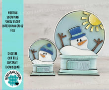 Load image into Gallery viewer, Melting Snowman Snow Globe Interchangeable File SVG, TINY, Winter, Glowforge, Tiered Tray LuckyHeartDesignsCo
