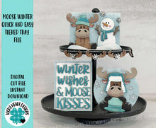 Load image into Gallery viewer, Moose Winter Quick and Easy Tiered Tray File SVG, Glowforge, Snowman, LuckyHeartDesignsCo
