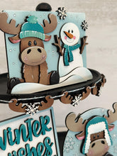 Load image into Gallery viewer, Moose Winter Quick and Easy Tiered Tray File SVG, Glowforge, Snowman, LuckyHeartDesignsCo
