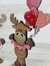 Load image into Gallery viewer, Moose Valentine Standing File SVG, Balloon, Love, Heart, Mailbox, Chocolate, Farm, Tiered Tray Glowforge LuckyHeartDesignsCo
