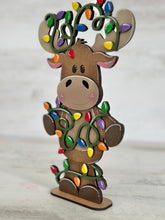 Load image into Gallery viewer, Moose Christmas Lights Standing File SVG, Cow, Holiday, Tree, Ornament, Farm, Tiered Tray Glowforge, LuckyHeartDesignsCo
