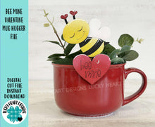 Load image into Gallery viewer, Bee Mine Valentine Mug Hugger File SVG, Glowforge, Heart, Love, Tiered Tray, Tray Decor, Heart, Topper, Farmhouse, LuckyHeartDesignsCo

