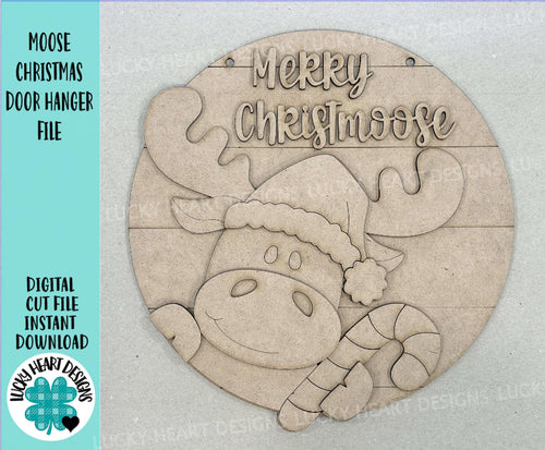 Moose Christmas Door Hanger File SVG, Santa Candy Cane Presents Tiered Tray, Glowforge, LuckyHeartDesignsCo
