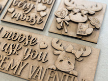 Load image into Gallery viewer, Moose Valentine Interchangeable Leaning Sign File SVG, Love, Woodland, Heart, Tiered Tray Glowforge, LuckyHeartDesignsCo
