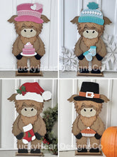 Load image into Gallery viewer, Birthday Highland Porch Interchangeable Hats File SVG, (hat only) Seasonal, Cow, Holiday Farm, Cake, Glowforge, LuckyHeartDesignsCo
