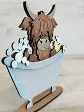 Load image into Gallery viewer, Highland Bathtub Standing Bathroom File SVG, Duck, Tub, Bubbles, Cow, Farm Glowforge, LuckyHeartDesignsCo
