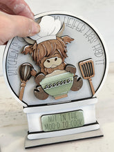 Load image into Gallery viewer, Kitchen Highland Snow Globe Interchangeable File SVG, Glowforge, TINY, Cow, Baking, Chef, Cook, Tiered Tray LuckyHeartDesignsCo

