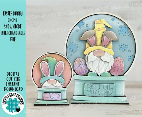 Easter Bunny Gnome Snow Globe Interchangeable File SVG, Glowforge, Spring, Easter Eggs, Tiered Tray LuckyHeartDesignsCo