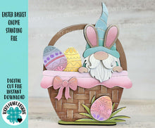 Load image into Gallery viewer, Easter Basket Gnome Standing File SVG, Glowforge Bunny, Tiered Tray, Egg, LuckyHeartDesignsCo

