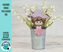 Load image into Gallery viewer, Highland Spring Mug Hugger File SVG, Glowforge Flower, Cow, Farm, Tiered Tray, Tray Decor, Plant Topper, Gift, LuckyHeartDesignsCo
