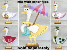 Load image into Gallery viewer, Goose Animal Hats Interchangeable Spring Basket Outfit File SVG, Duck Rain Boots Seasonal, Holiday, Glowforge, LuckyHeartDesignsCo
