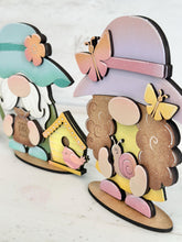 Load image into Gallery viewer, Gnome Spring Tiered Tray Standing File SVG, Umbrella, Flower, Butterfly, Birdhouse, Garden, Glowforge, LuckyHeartDesignsCo
