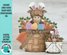 Load image into Gallery viewer, Highland Carrot Easter For The Flower Basket Interchangeable File SVG, Easter Egg, Farm, Bunny, Tiered Tray, Glowforge, LuckyHeartDesignsCo
