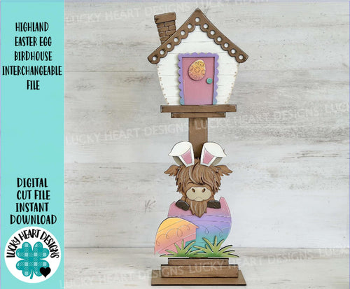 Highland Easter Egg for the Birdhouse Interchangeable File SVG Spring, Bunny Seasonal, Holiday Shapes, Glowforge, Laser, LuckyHeartDesignsCo