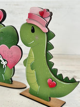 Load image into Gallery viewer, Dinosaur Valentine Standing File SVG, TINY, Glowforge, Rawr, Roar, Love, Heart, Tiered Tray LuckyHeartDesignsCo
