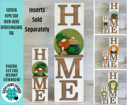 Vertical Home Sign for Snow Globe Interchangeable File SVG, TINY, Glowforge, Sandwich board, Easel, LuckyHeartDesignsCo