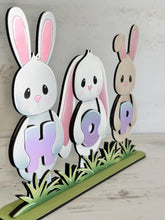 Load image into Gallery viewer, Bunny Hop Standing Easter, File SVG, Glowforge, Egg, Carrot, Nerdy, Egg Hunt, Spring, LuckyHeartDesignsCo
