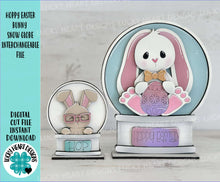 Load image into Gallery viewer, Hoppy Easter Bunny Snow Globe Interchangeable File SVG, TINY Glowforge, Spring Carrots Nerdy Glasses, Eggs Tiered Tray LuckyHeartDesignsCo
