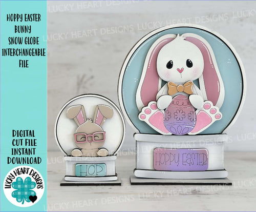 Hoppy Easter Bunny Snow Globe Interchangeable File SVG, TINY Glowforge, Spring Carrots Nerdy Glasses, Eggs Tiered Tray LuckyHeartDesignsCo