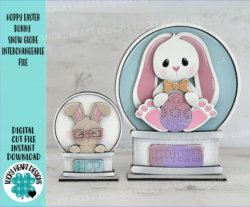 Hoppy Easter Bunny Snow Globe Interchangeable File SVG, TINY Glowforge, Spring Carrots Nerdy Glasses, Eggs Tiered Tray LuckyHeartDesignsCo