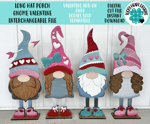 Long Hat Porch Gnome Valentines Interchangeable File SVG, ADD ON, Holiday, Seasonal, Love, Heart, Cupid, Glowforge, LuckyHeartDesignsCo