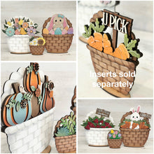 Load image into Gallery viewer, Braided Flower Basket Interchangeable (Original and TINY) File SVG, Seasonal, Holiday, Picnic, Tiered Tray, Glowforge, LuckyHeartDesignsCo
