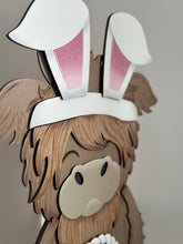 Load image into Gallery viewer, Porch Highland Easter Interchangeable Hats File SVG, (hat only) Seasonal, Cow, Holiday Farm, Bunny, Egg, Glowforge, LuckyHeartDesignsCo
