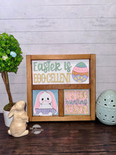 Load image into Gallery viewer, Hoppy Easter Interchangeable Leaning Sign File SVG, Glowforge Tiered Tray, Nerdy, Floppy Ear, Carrot, Egg, Spring, LuckyHeartDesignsCo
