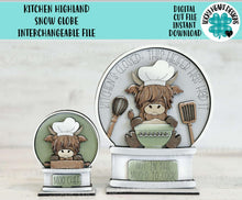 Load image into Gallery viewer, Kitchen Highland Snow Globe Interchangeable File SVG, Glowforge, TINY, Cow, Baking, Chef, Cook, Tiered Tray LuckyHeartDesignsCo
