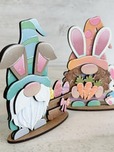 Load image into Gallery viewer, Easter Bunny Gnomes Standing Tiered Tray File SVG, Egg, Spring, Basket, Holiday Decor, Glowforge, LuckyHeartDesignsCo
