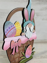 Load image into Gallery viewer, Easter Basket Gnome Standing File SVG, Glowforge Bunny, Tiered Tray, Egg, LuckyHeartDesignsCo
