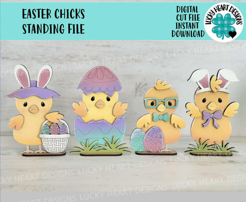 Easter Chicks Tiered Tray Standing File SVG, Glowforge, Birds, Bunny, Egg, Carrot, Nerdy, Egg Hunt, LuckyHeartDesignsCo
