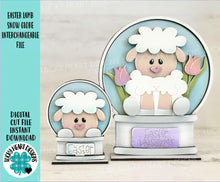 Load image into Gallery viewer, Easter Lamb Snow Globe Interchangeable File SVG, TINY Glowforge, Spring, Tulip, Eggs Tiered Tray LuckyHeartDesignsCo

