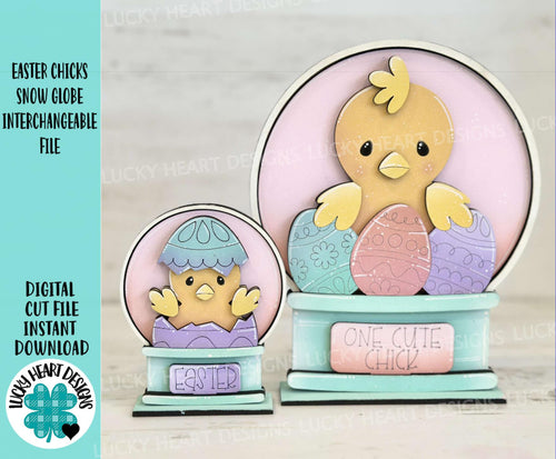 Easter Chick Snow Globe Interchangeable File SVG, TINY Glowforge, Bird, Spring Carrots Nerdy Glasses, Eggs Tiered Tray LuckyHeartDesignsCo
