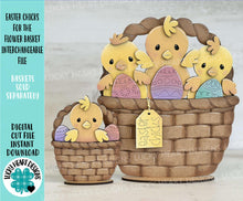 Load image into Gallery viewer, Easter Chicks For The Flower Basket Interchangeable File SVG, TINY, Egg, Tiered Tray Glowforge LuckyHeartDesignsCo
