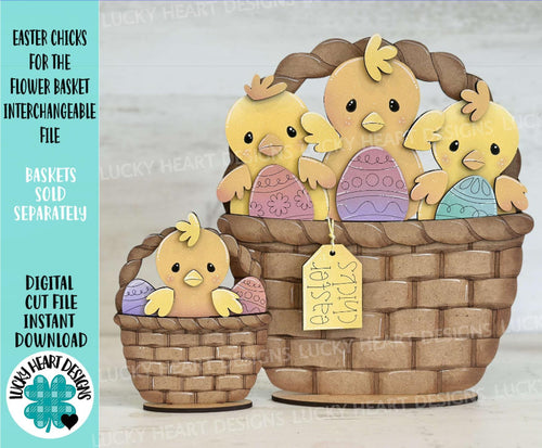 Easter Chicks For The Flower Basket Interchangeable File SVG, TINY, Egg, Tiered Tray Glowforge LuckyHeartDesignsCo