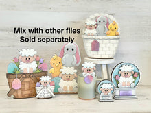 Load image into Gallery viewer, Easter Friends For The Flower Basket Interchangeable File SVG, (original only) Chick, Bunny, Lamb, Tiered Tray Glowforge LuckyHeartDesignsCo
