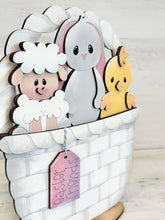 Load image into Gallery viewer, Easter Friends For The Flower Basket Interchangeable File SVG, (original only) Chick, Bunny, Lamb, Tiered Tray Glowforge LuckyHeartDesignsCo

