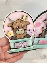 Load image into Gallery viewer, Spring Flowers Highland Cow Snow Globe Interchangeable File SVG, TINY, Glowforge, Cow, Daisy, Farm, Tiered Tray LuckyHeartDesignsCo
