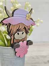 Load image into Gallery viewer, Highland Spring Mug Hugger File SVG, Glowforge Flower, Cow, Farm, Tiered Tray, Tray Decor, Plant Topper, Gift, LuckyHeartDesignsCo
