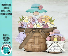 Load image into Gallery viewer, Gnome Spring For The Flower Basket Interchangeable File SVG, Dasiy, Floral, Tulip, Tiered Tray, Glowforge, LuckyHeartDesignsCo
