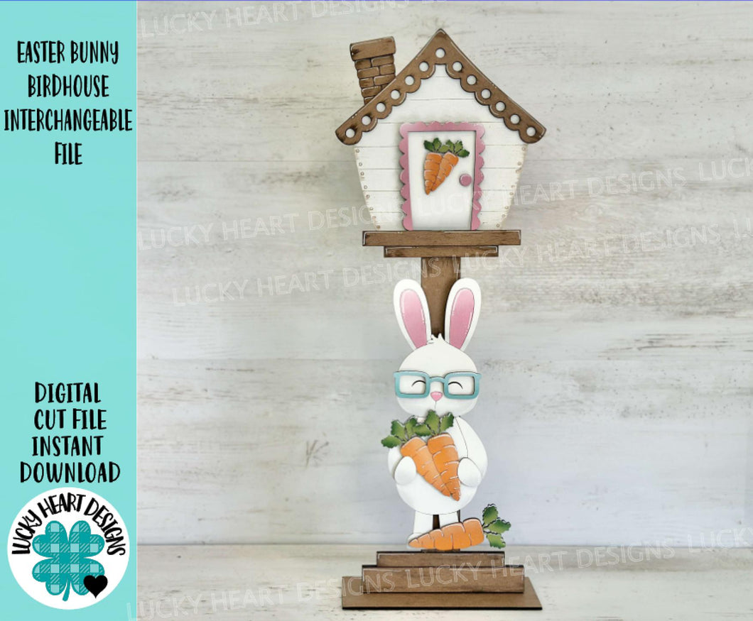 Easter Bunny for the Birdhouse Interchangeable File SVG, Spring, Egg, Carrot Seasonal, Holiday Shapes, Glowforge, Laser, LuckyHeartDesignsCo